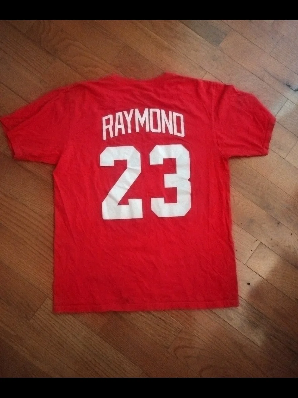 adidas Red Tee with White Detroit Wings Graphic